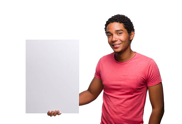 istock Young african american man holding a sign 184920849