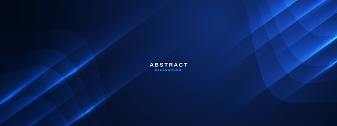 Gradient blue background with dynamic shapes