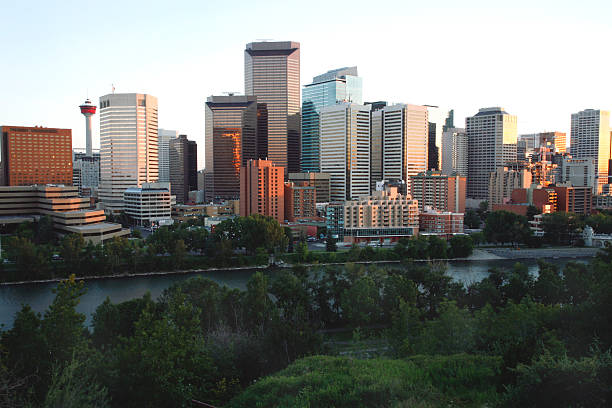 istock Calgary Alberta Modern Skyline at Dusk in July 184921314