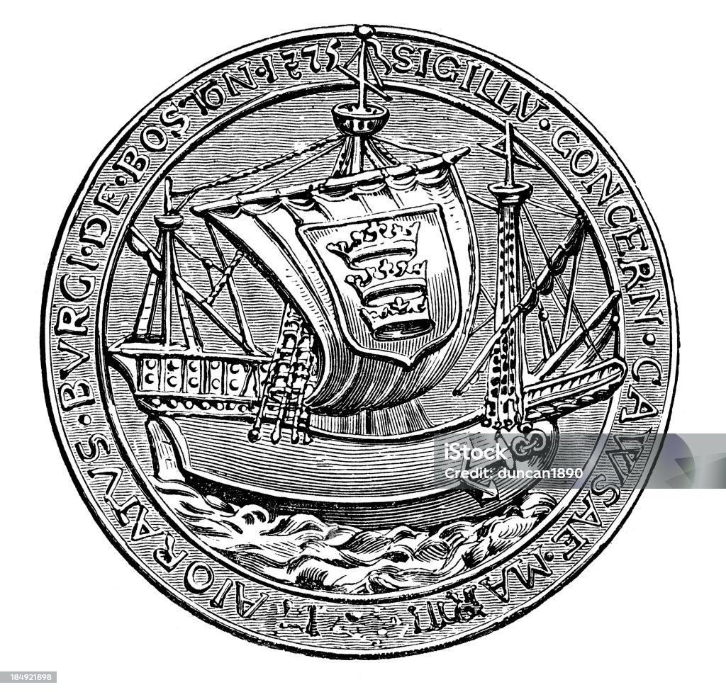 Seal-miasto Boston - Zbiór ilustracji royalty-free (Pieczęć - znaczek)