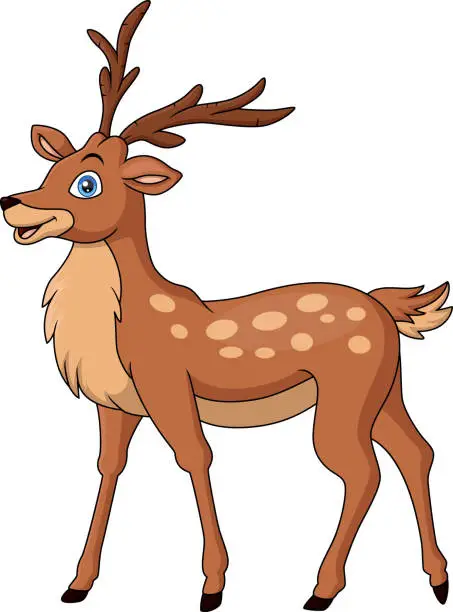 Vector illustration of Cute deer cartoon on white background