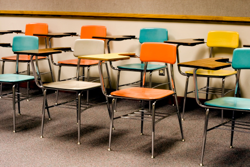 colorful retro classroom chairs