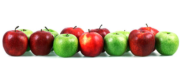 istock Row of Green and Red Apples, Isolated on White 184922166