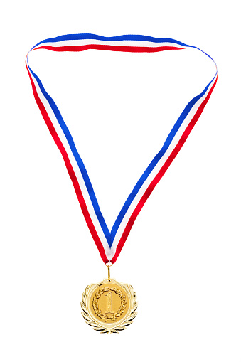 golden medal for first place isolated on white