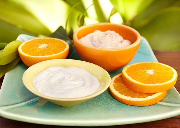 istock Spa exfoliation salt scrub, oil massage, moisturizer on a plate 184922984