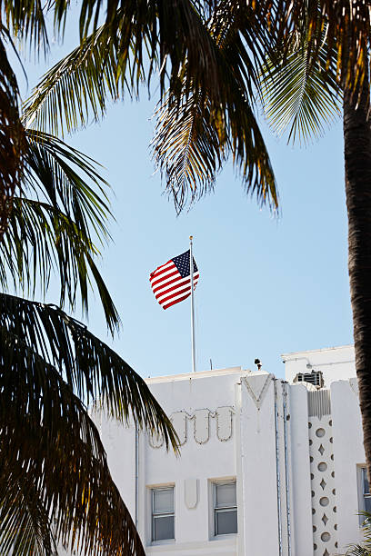 istock Flag on Art Deco building in South Beach Miami 184923215