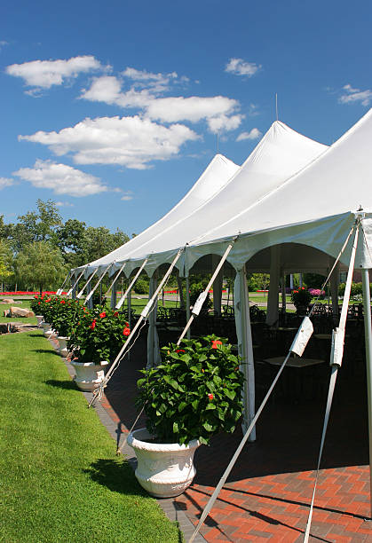 Special Event Large White Tent  knot garden stock pictures, royalty-free photos & images