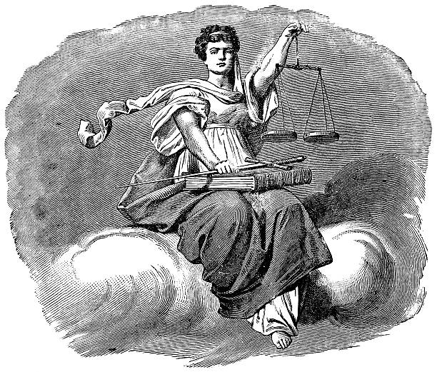 waage der gerechtigkeit - justitia stock-grafiken, -clipart, -cartoons und -symbole