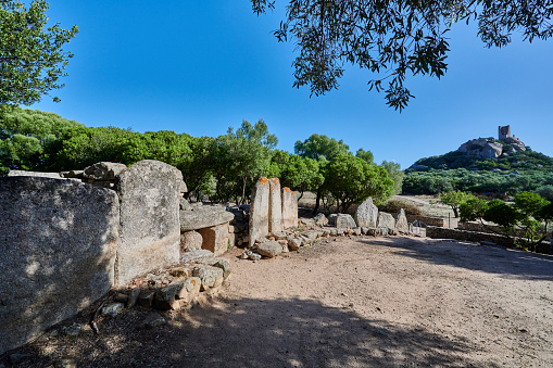 Giants' grave of Mont'e s'Abe, an ancient burial site located south of Olbia city. Province of Sassari. Sardinia. Italy.