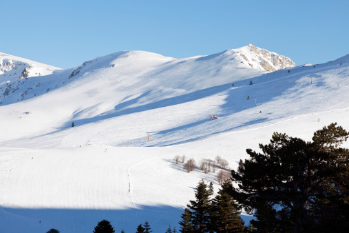 Mountain panorama with ski-run