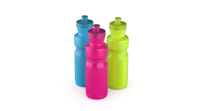 Three sports plastic bottles