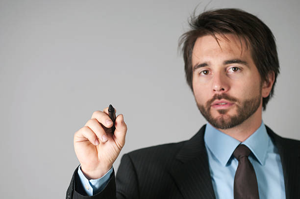 istock Businessman with an empty a pencil 184924293