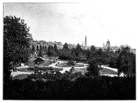 Embankment Park from Charing Cross Bridge 19th Century London