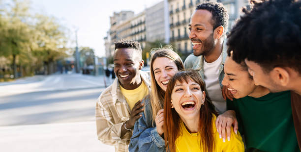 istock Young group of happy college students having fun together outside. 1849246668