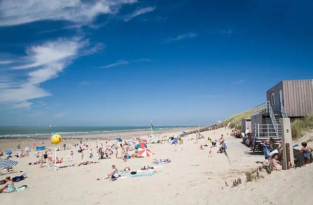 "North Sea beach at summer time.Location: Bredene, Belgium."
