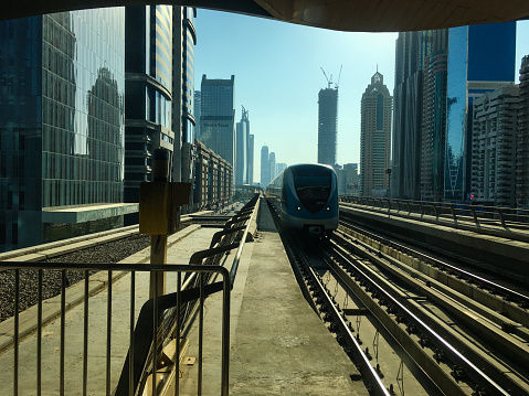 Dubai metro railway subway underground train in Dubai, United Arab Emirates