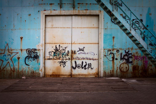 Graffiti on old factory door