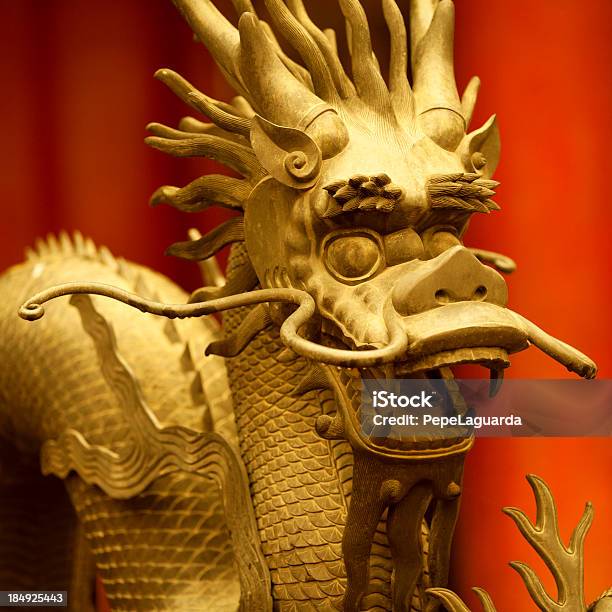 Ancient And Golden Chinese Dragon Stock Photo - Download Image Now - Ancient, Animal, Antiquities