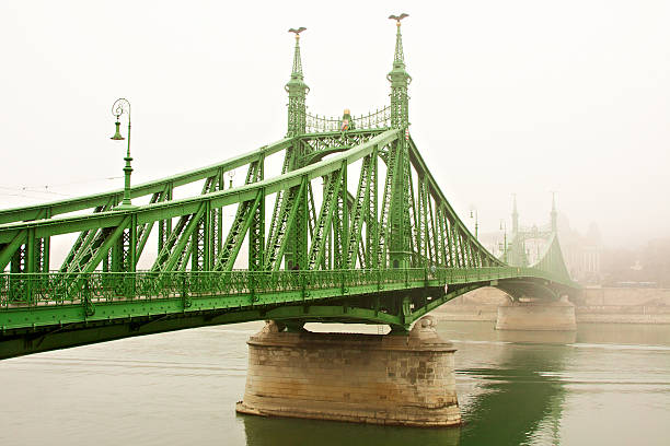istock Liberty Bridge in a foggy day. Budapest. 184925705