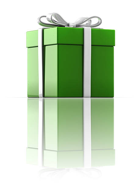 Green Gift Box (Clip path) stock photo