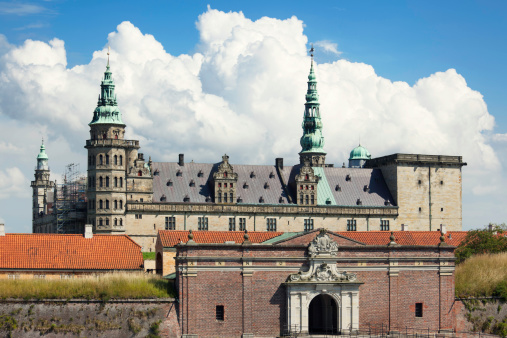 The entrance to Kronborg castle by the coast in Helsing
