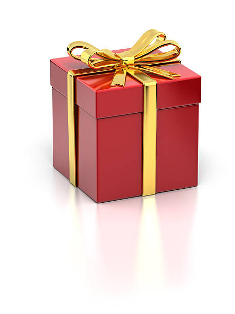 istock Red Gift Box with Gold Ribbon 184926733