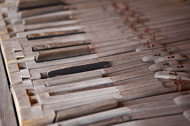 istock Raritet old piano wooden keys hammers strings & complex mechanism 184926955
