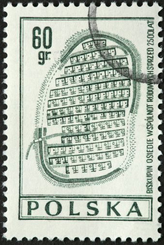 old Polish postage stamp with abstract pattern