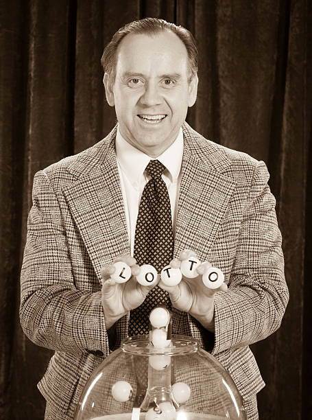 A retro sepia tone processed lottery drawing show host.