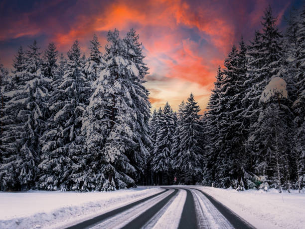 istock snow covered road in a winter landscape 1849289866