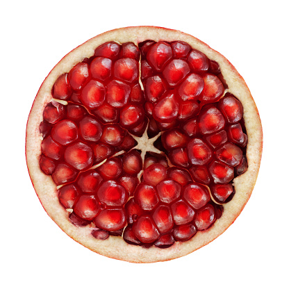 Pomegranate circle portion on white background. Clipping path included.Related pictures: