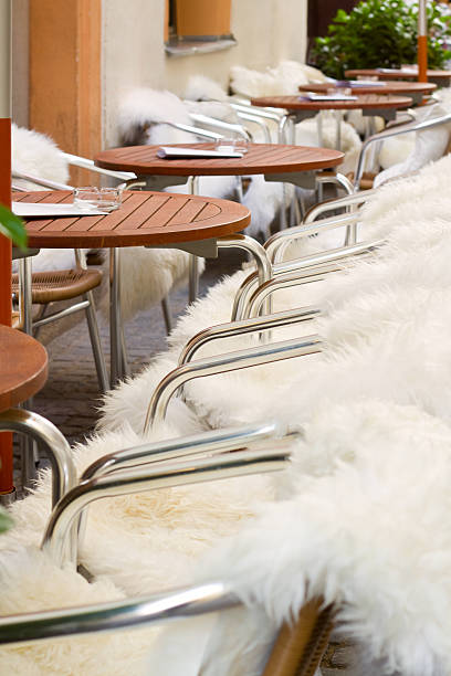 istock Sidewalk restaurant with chairs and tables 184929872