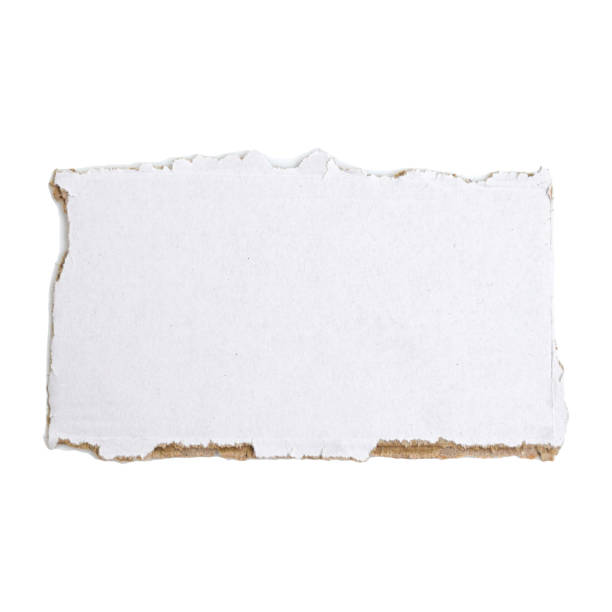 pezzo di cartone bianco strappato con spazio per scrivere - note industry paper innovation foto e immagini stock