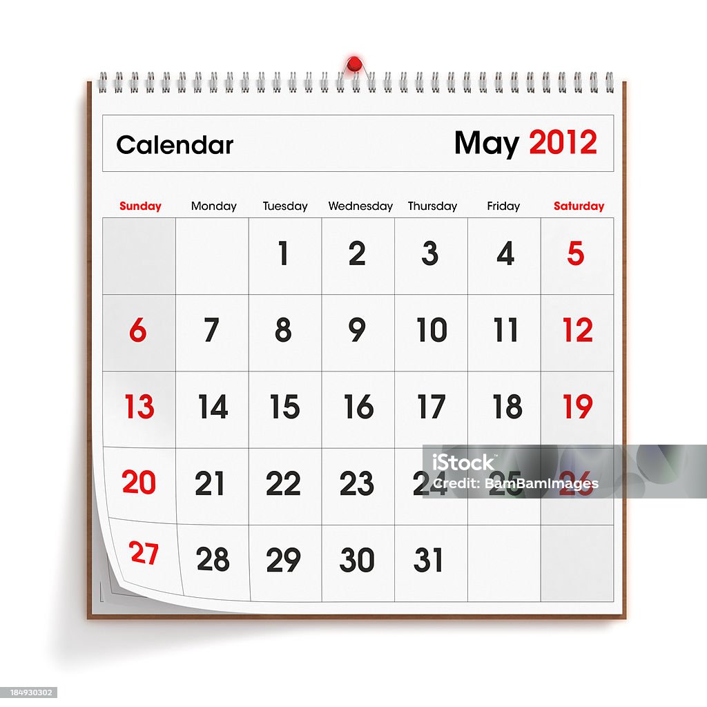 De mayo de 2012 Calendario de pared - Foto de stock de Calendario libre de derechos