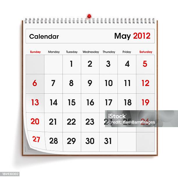 Calendário De Parede De Maio De 2012 - Fotografias de stock e mais imagens de Calendário - Calendário, Parede, Figura para recortar