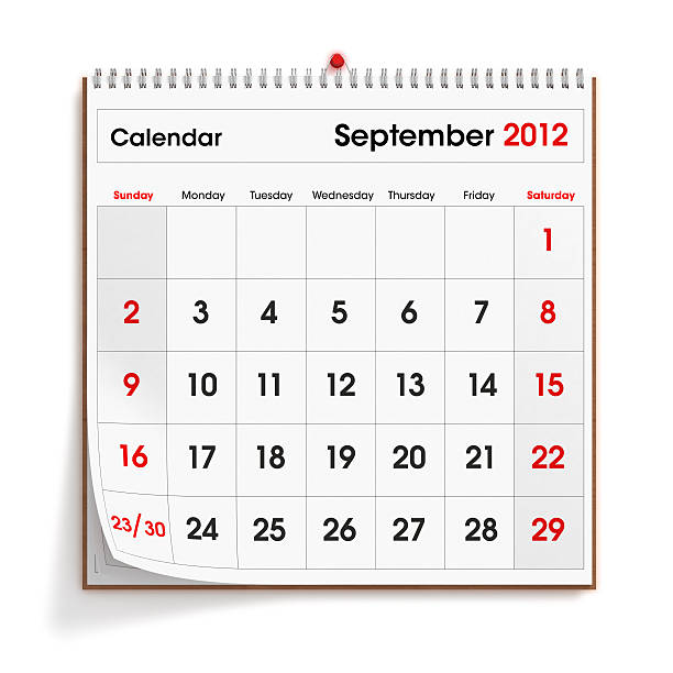 ścianie kalendarz września 2012 r - september calendar 2012 three dimensional shape zdjęcia i obrazy z banku zdjęć
