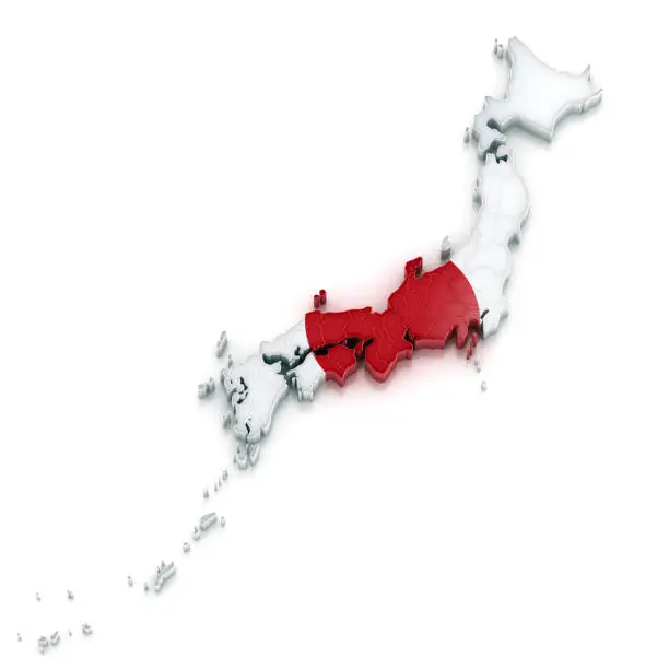 Photo of Japan map with flag clipping path embeded