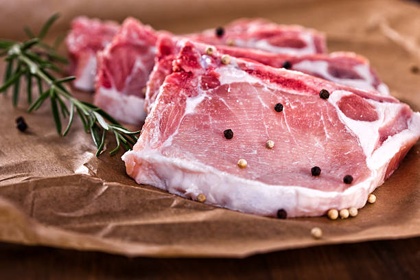 Pork Chops Fresh raw pork chops meat chop stock pictures, royalty-free photos & images