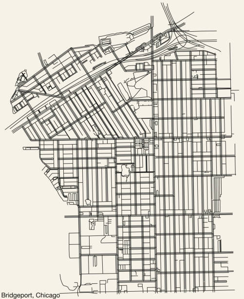 시카고 bridgeport community area의 거리 도로 지도 - bridgeport chicago stock illustrations