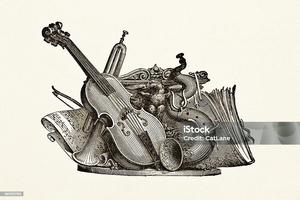 Instrumentos musicais-Victorian aço gravação - Royalty-free Fora de moda - Estilo Ilustração de stock