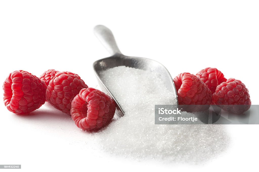 Фрукты: Raspberries и сахара - Стоковые фото Сахар роялти-фри