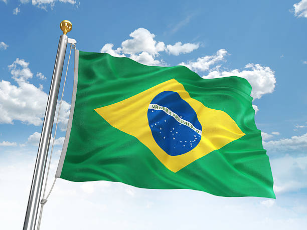 acenando a bandeira do brasil - brazilian flag brazil flag three dimensional shape - fotografias e filmes do acervo