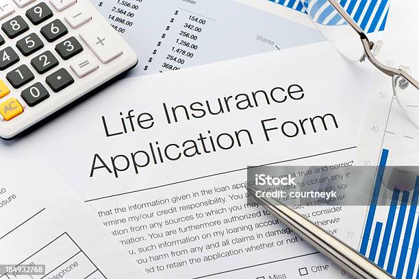 Close Up Of Life Insurance Application Form Stock Photo - Download Image Now - Life Insurance, Application Form, Accidents and Disasters