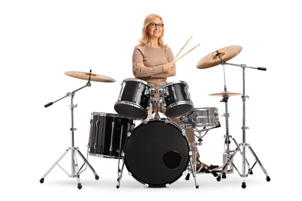 istock Mature female drummer with a drum set 1849328836