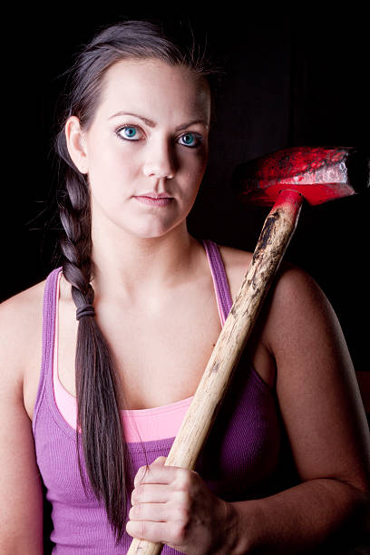 istock Woman with gym Sledgehammer 184933054