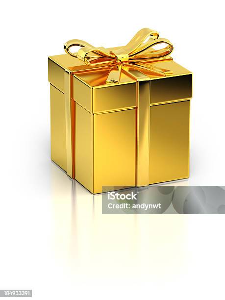 Golden Gift Box Stock Photo - Download Image Now - Gift Box, Gold - Metal, Gold Colored
