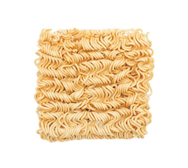 istock Blocks of dry instant noodles placed isolated on a white background. 1849334840