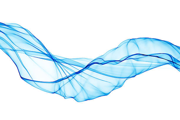 smooth-surfaced blue abstract veil on white stock photo