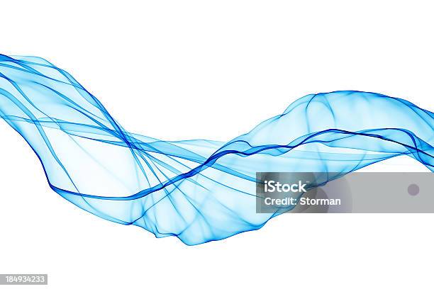 Smoothsurfaced Blue Abstract Veil On White Stock Photo - Download Image Now - Wave Pattern, Flowing, Veil