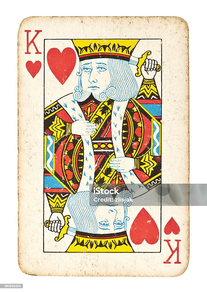 オールドキングのハート白で分離 - キングのカードのロイヤリティフリーストックフォト